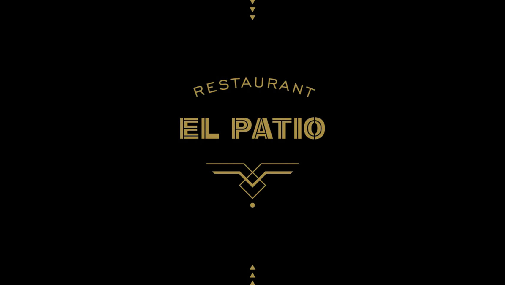 Restaurant El Patio gold logo on black