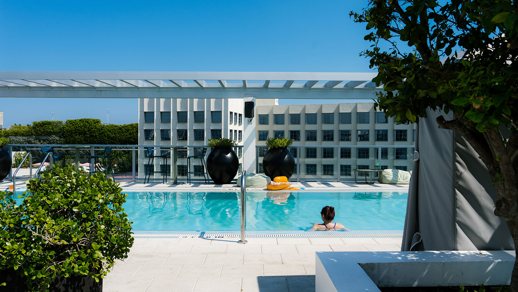 woman in the pool