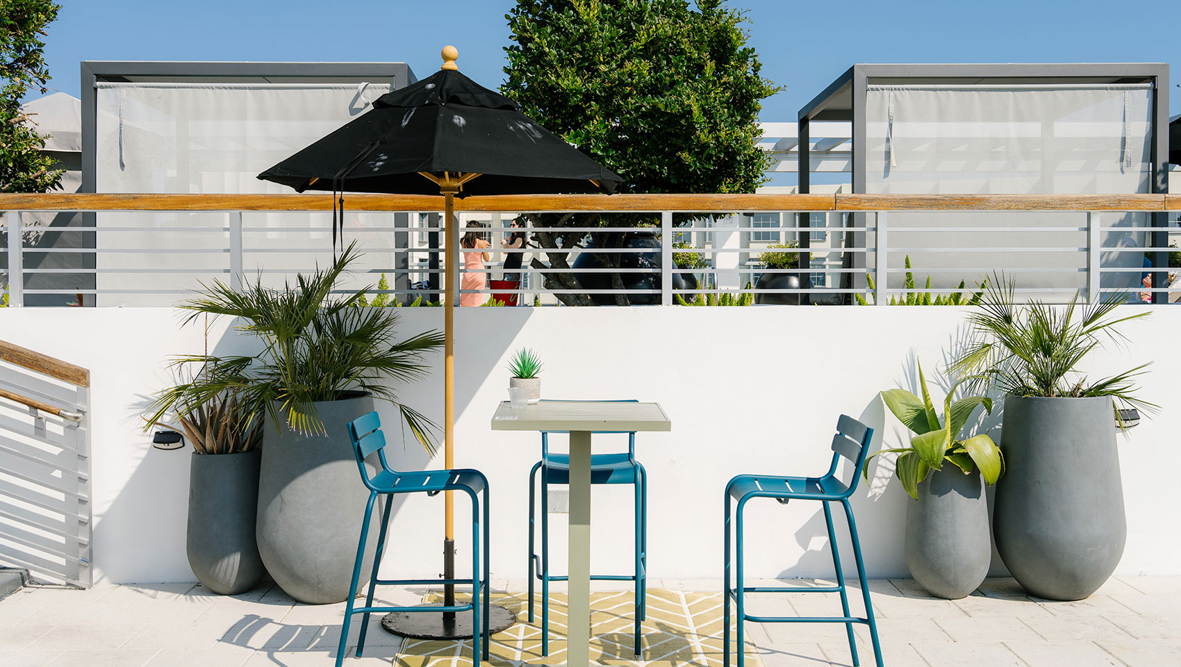 dining table by the pool