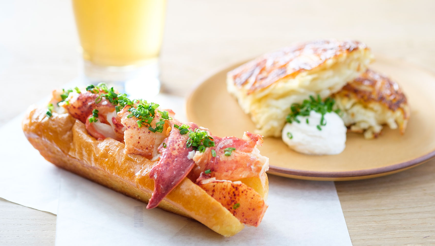 seawell's lobster po boy with orange juice